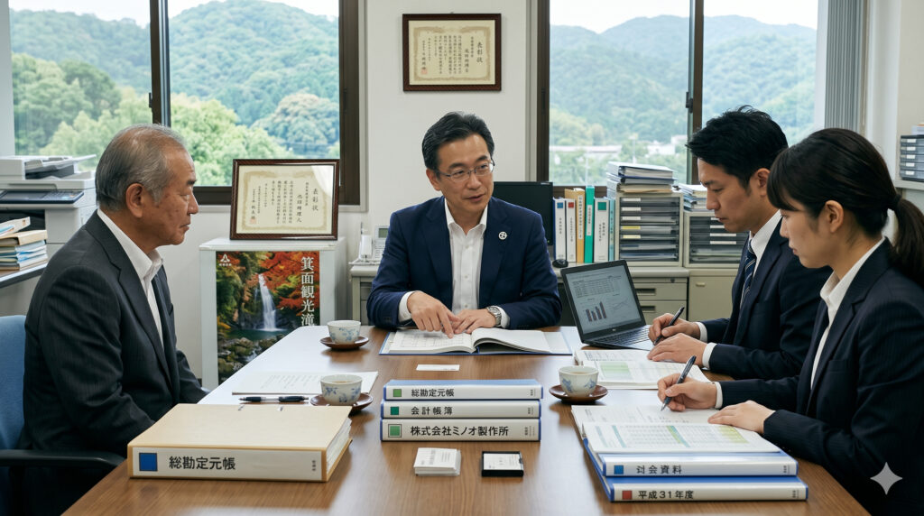 箕面市の税理士が税務調査の立会いを行うイメージ
