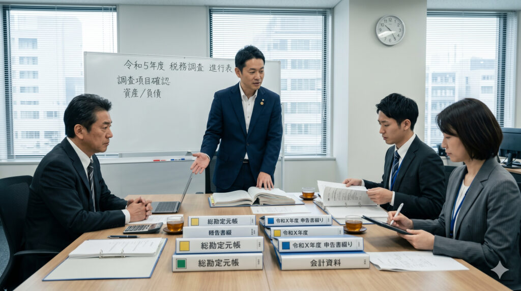 税理士が税務調査当日に立会いをしているイメージ