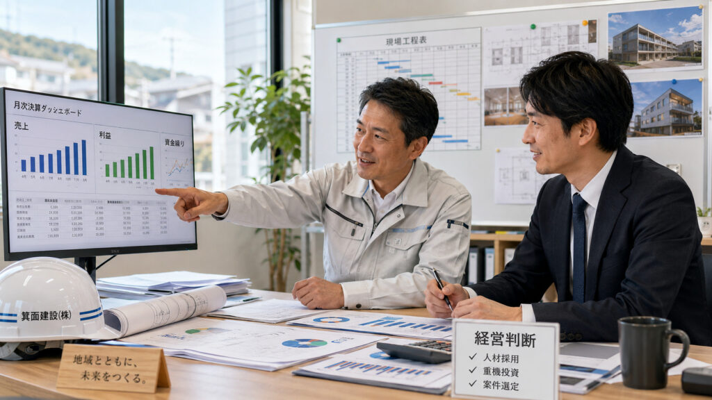 箕面市の建設業で月次決算を導入し経営判断が変わったイメージ