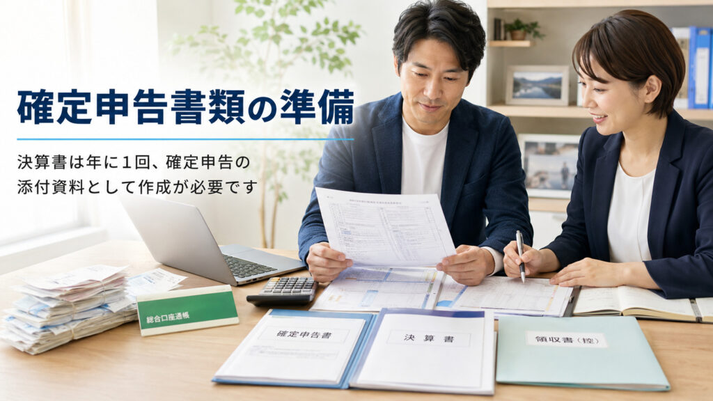 箕面市で確定申告書類を準備するイメージ