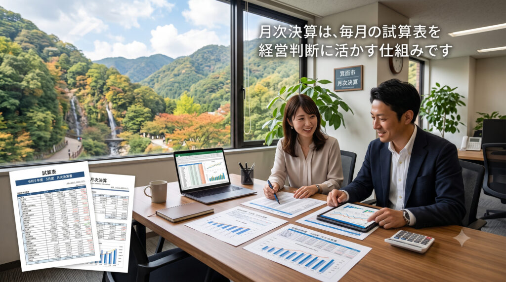 毎月の試算表を確認する箕面市の月次決算のイメージ