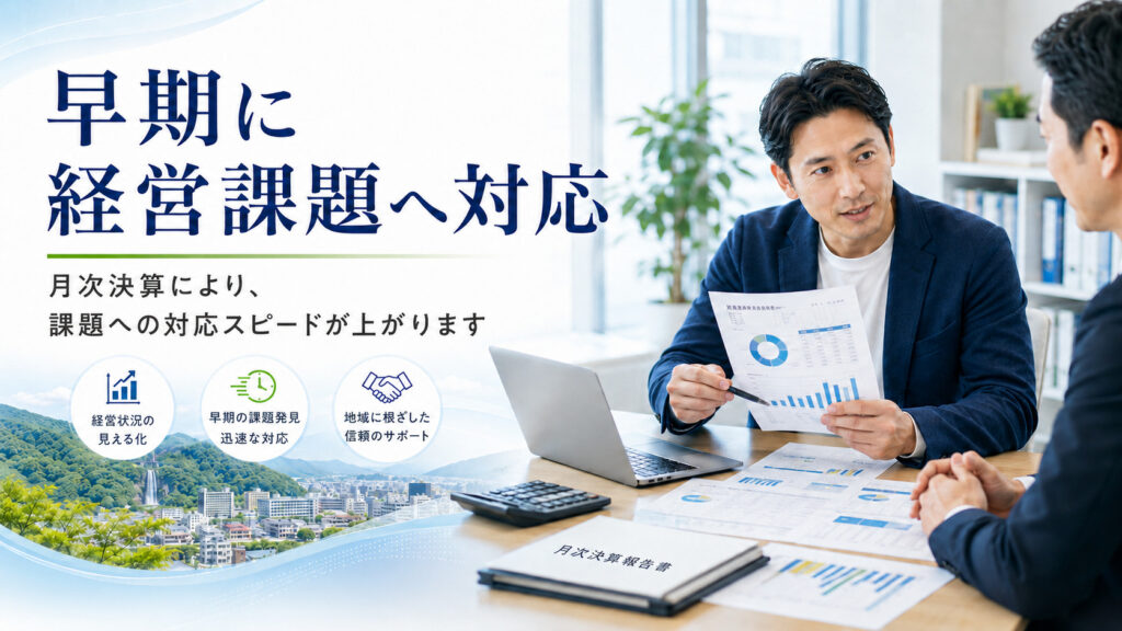 早期に経営課題へ対応する箕面市の経営者のイメージ