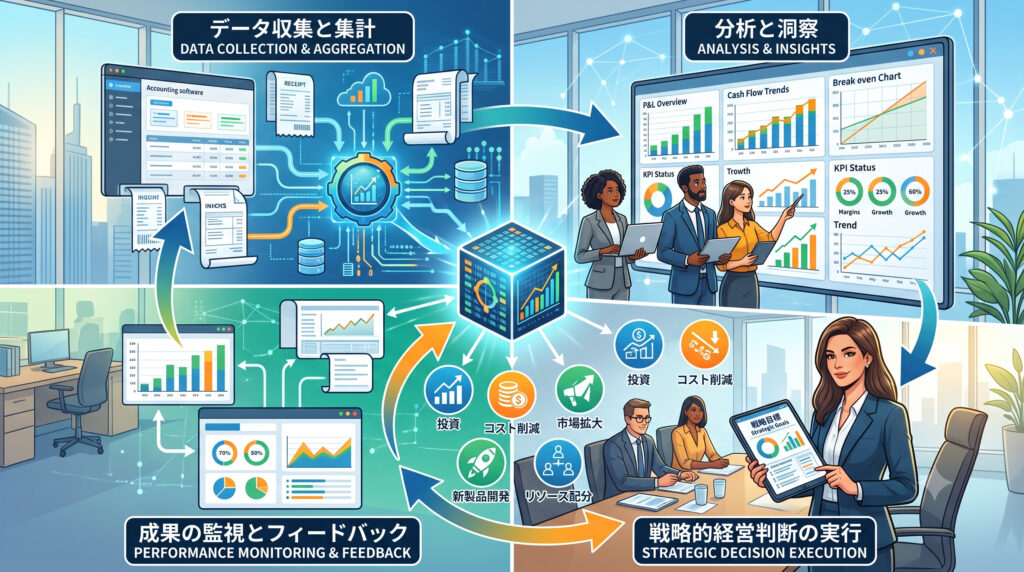 月次決算を経営判断につなげるイメージ