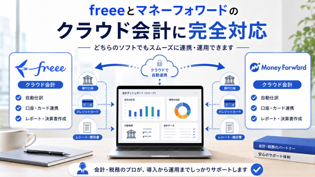 freeeとマネーフォワードのクラウド会計連携イメージ
