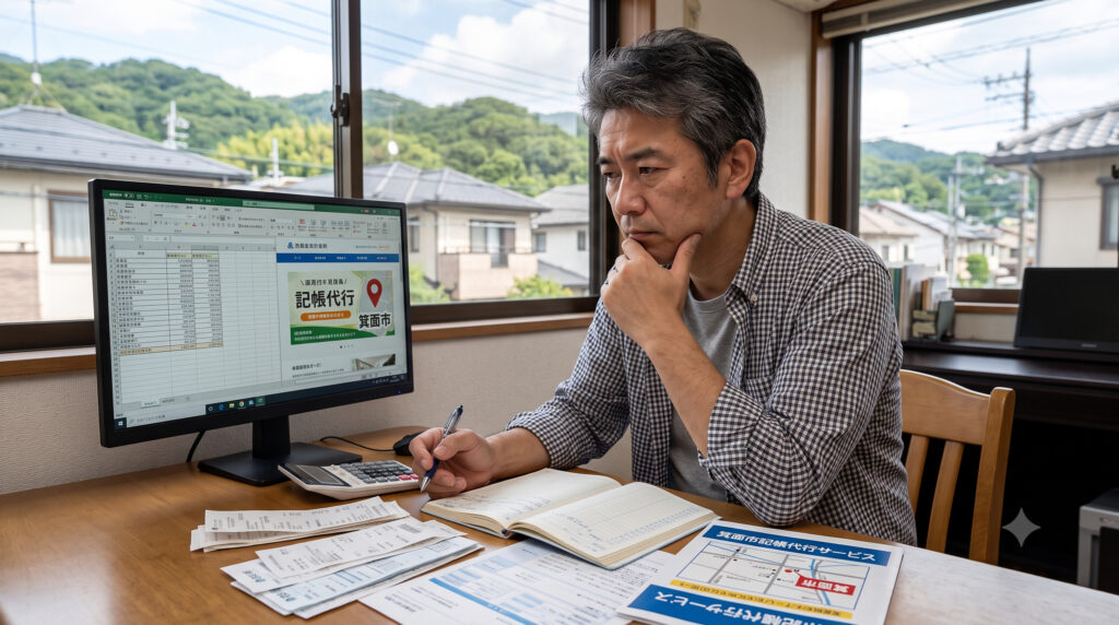 箕面市で記帳代行を検討する事業者のイメージ