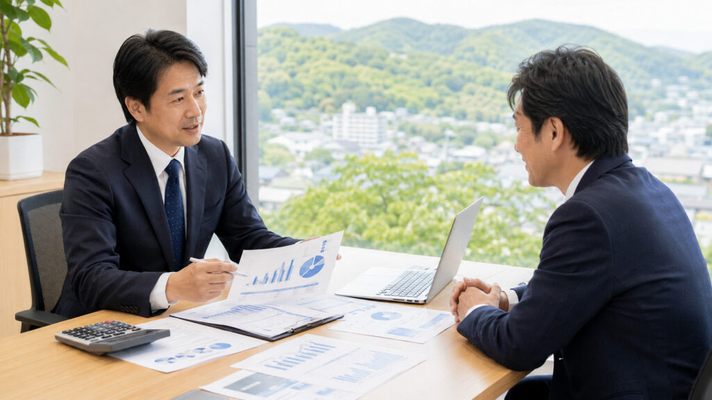 箕面で節税と融資のバランスを相談するイメージ